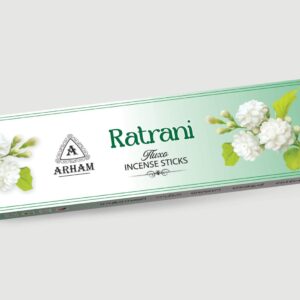 Premium Ratrani Fluxo Incense Sticks 250gm box by Arham Fragrance with floral aroma and elegant packaging
